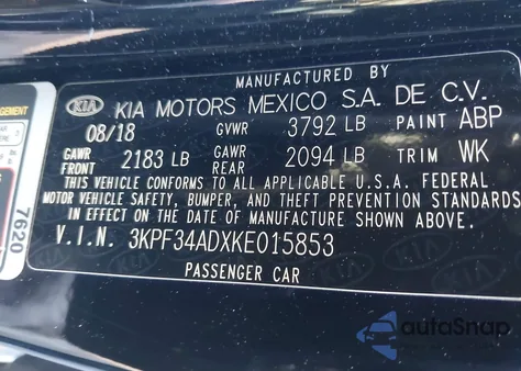 2019 Kia Forte S z USA, uszkodzony, nr VIN 3KPF34ADXKE015853